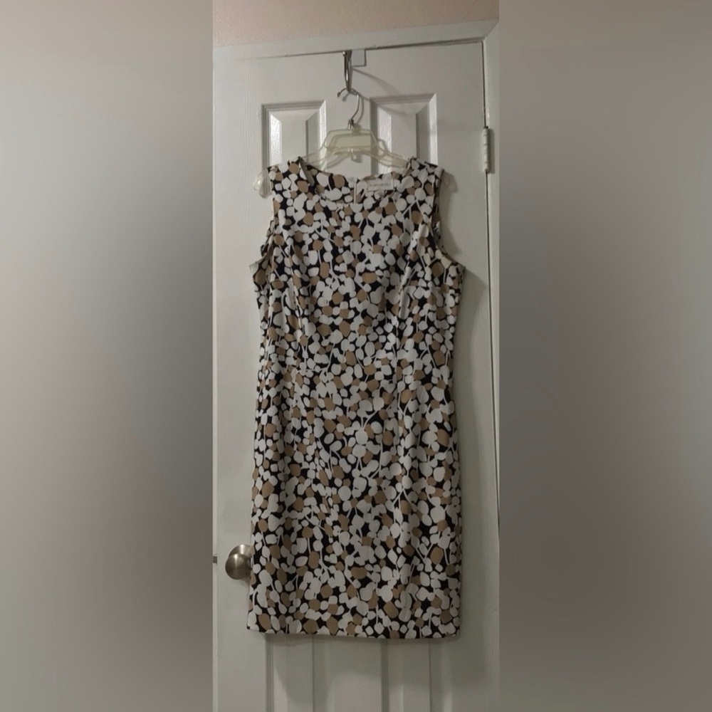 Ronni Nicole Women’s Size 14 Black, White, and Tan Midi Dress